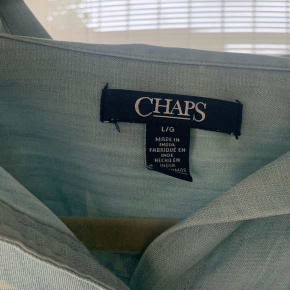 Chaps Blue/White Star Print Chambray Button Down Dress Shirt. Size L. - Picture 4 of 5